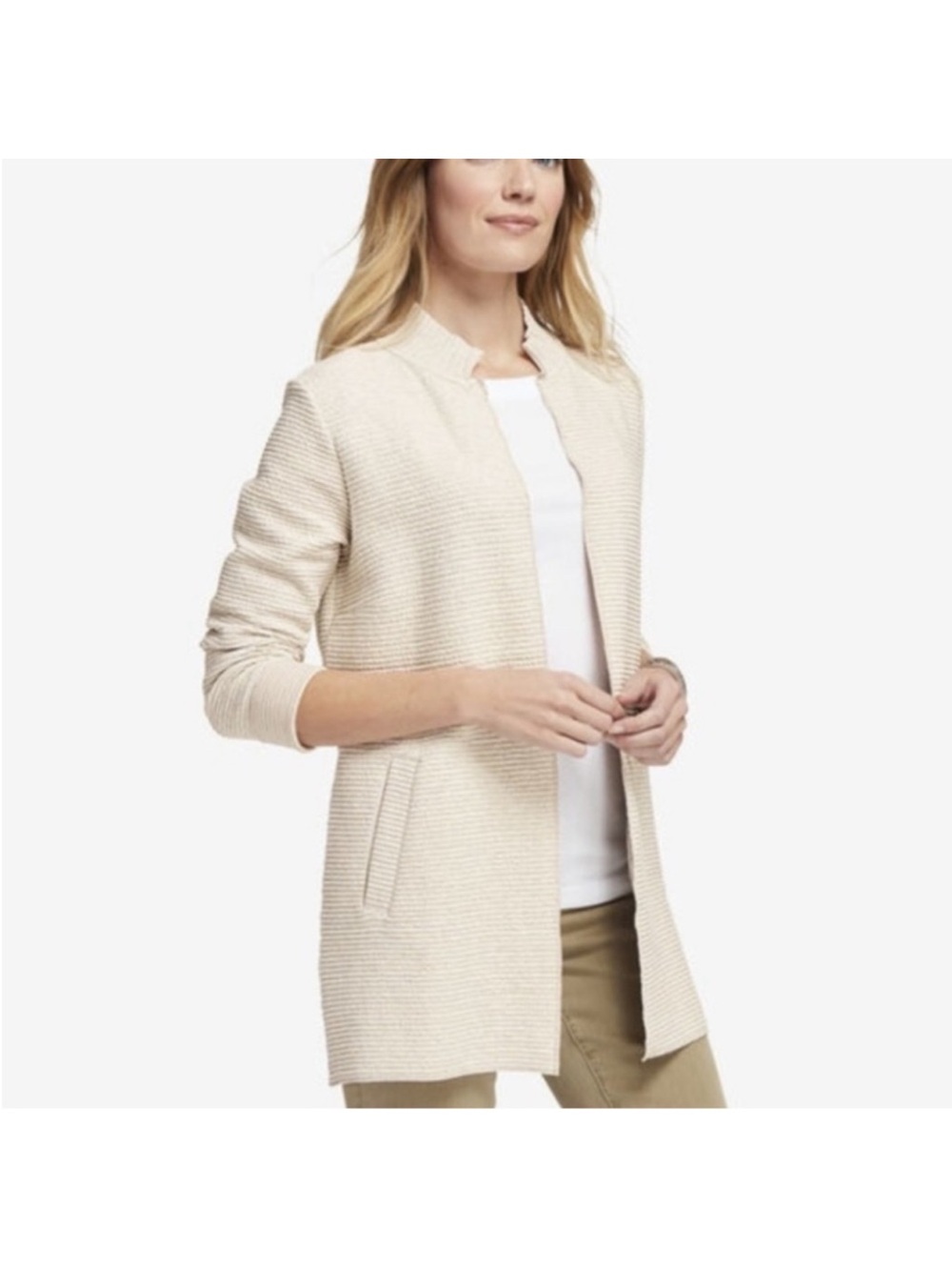 Johnston & Murphy white Cardigan Sweater Jacket Large